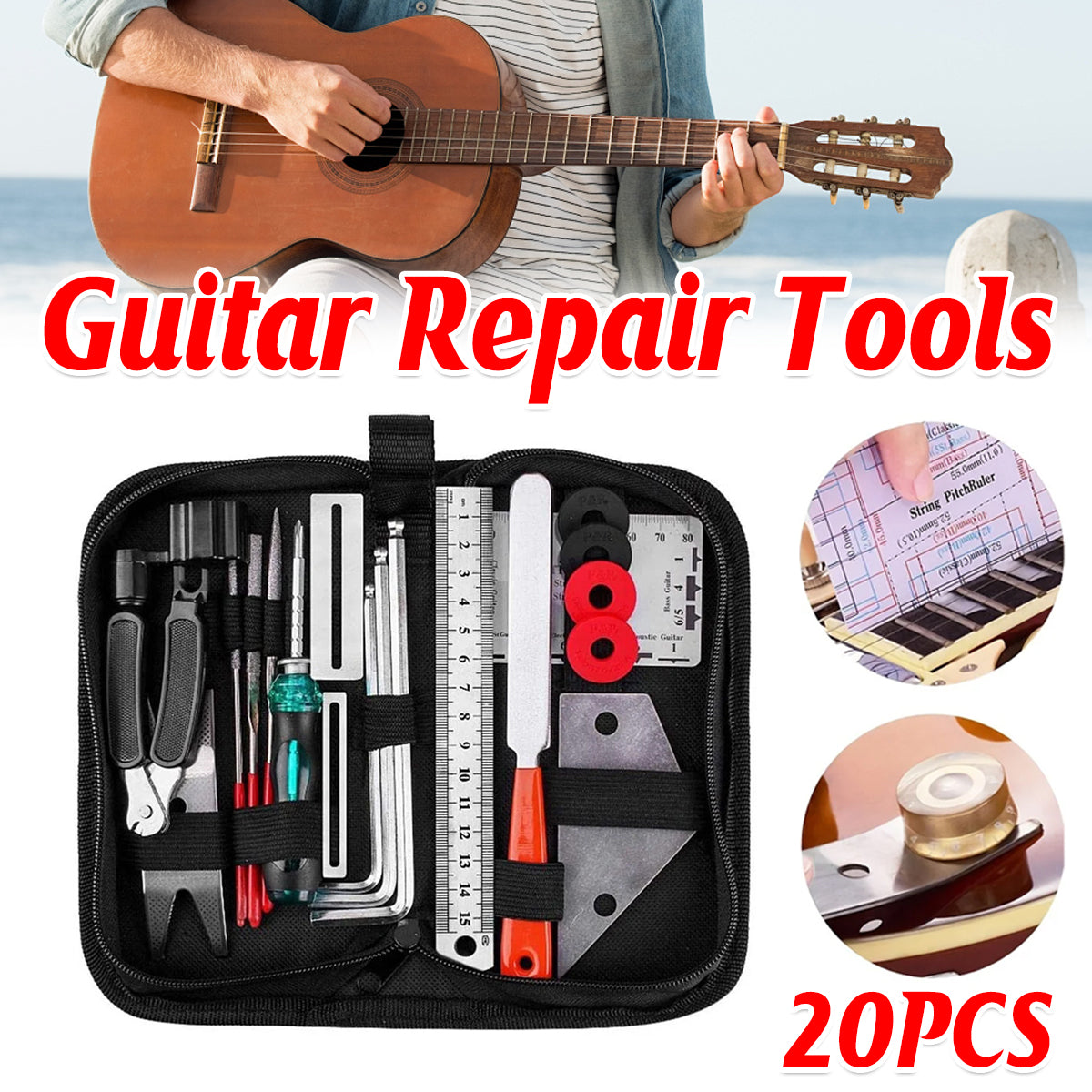 20pcs Guitar Repair Tool Kit with Portable Case