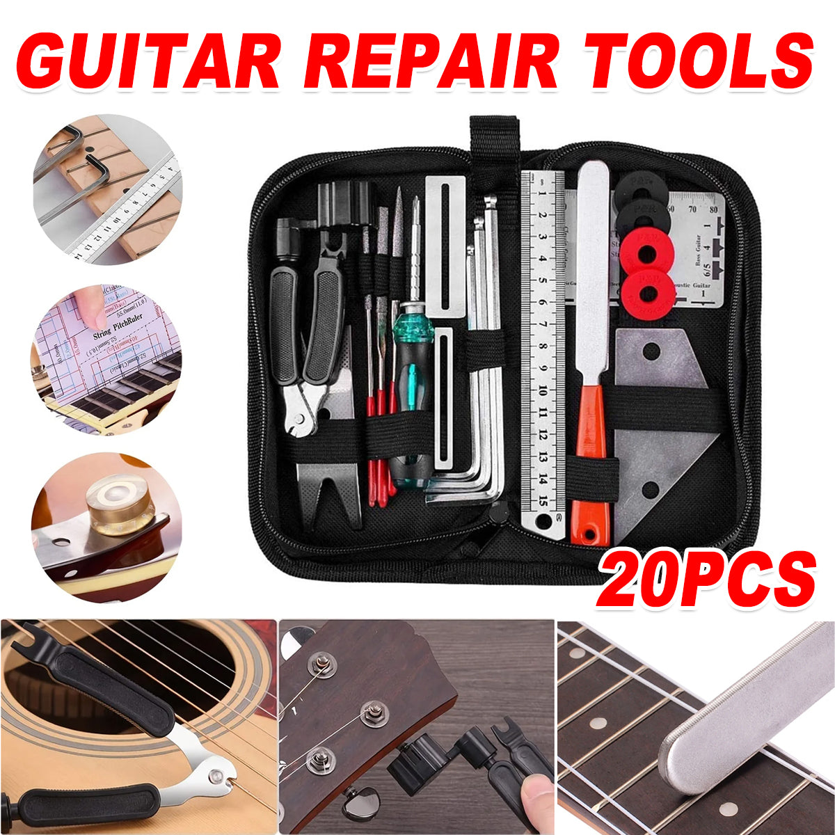 20pcs Guitar Repair Tool Kit with Portable Case