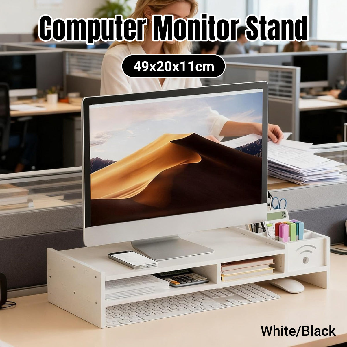 Multi-Function Monitor Riser Stand for Desk