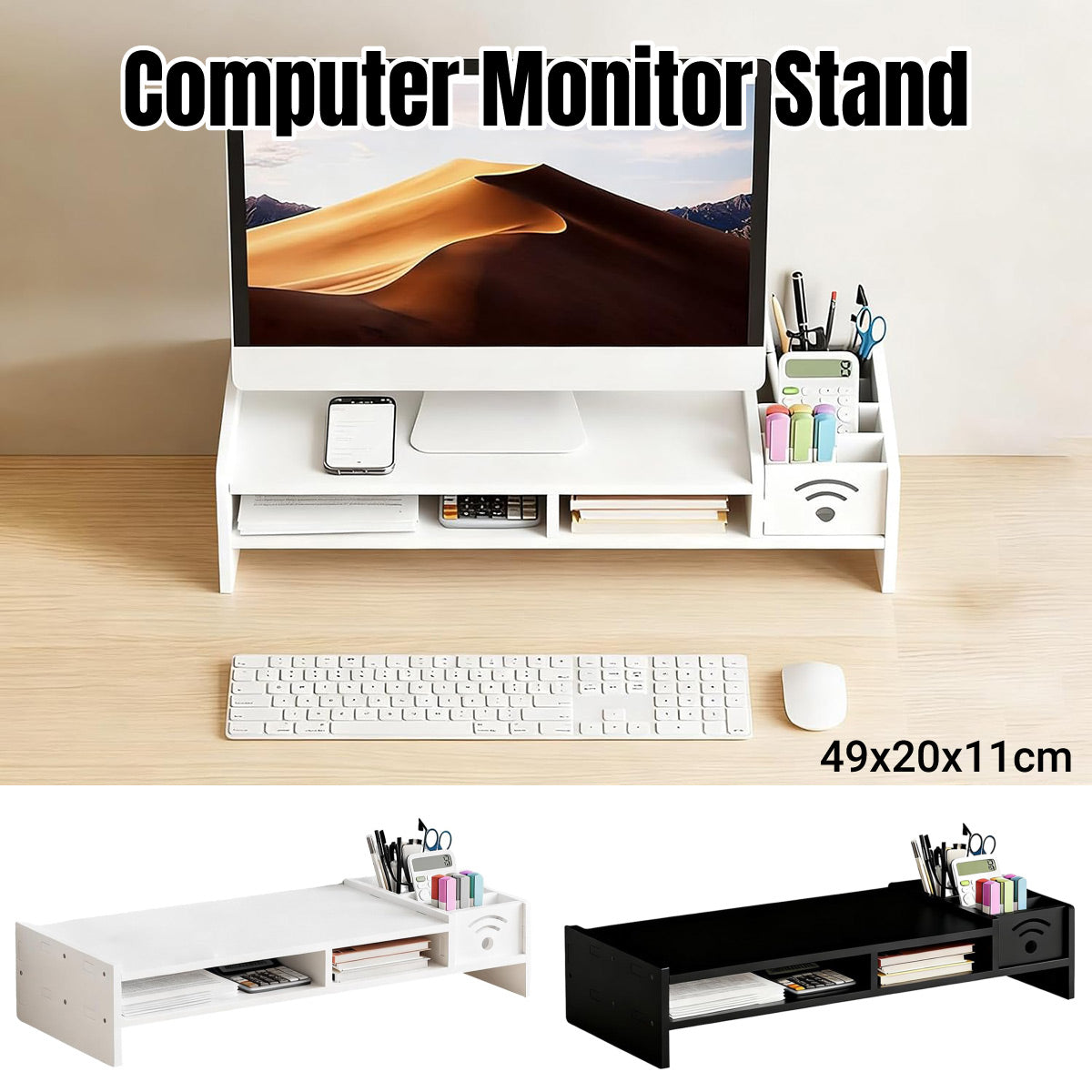 Multi-Function Monitor Riser Stand for Desk