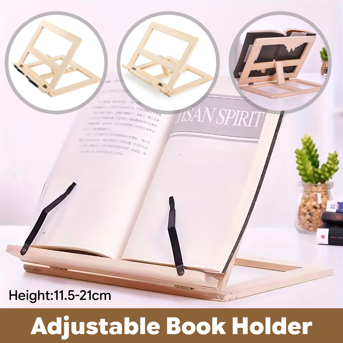 Wooden Adjustable Book Stand Foldable for Reading