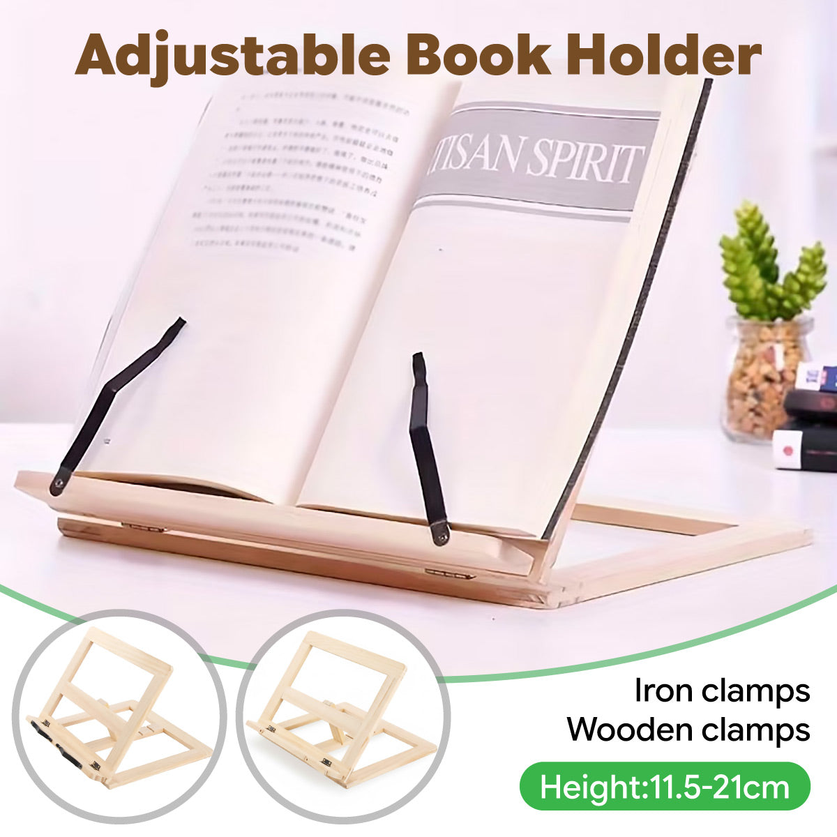 Wooden Adjustable Book Stand Foldable for Reading