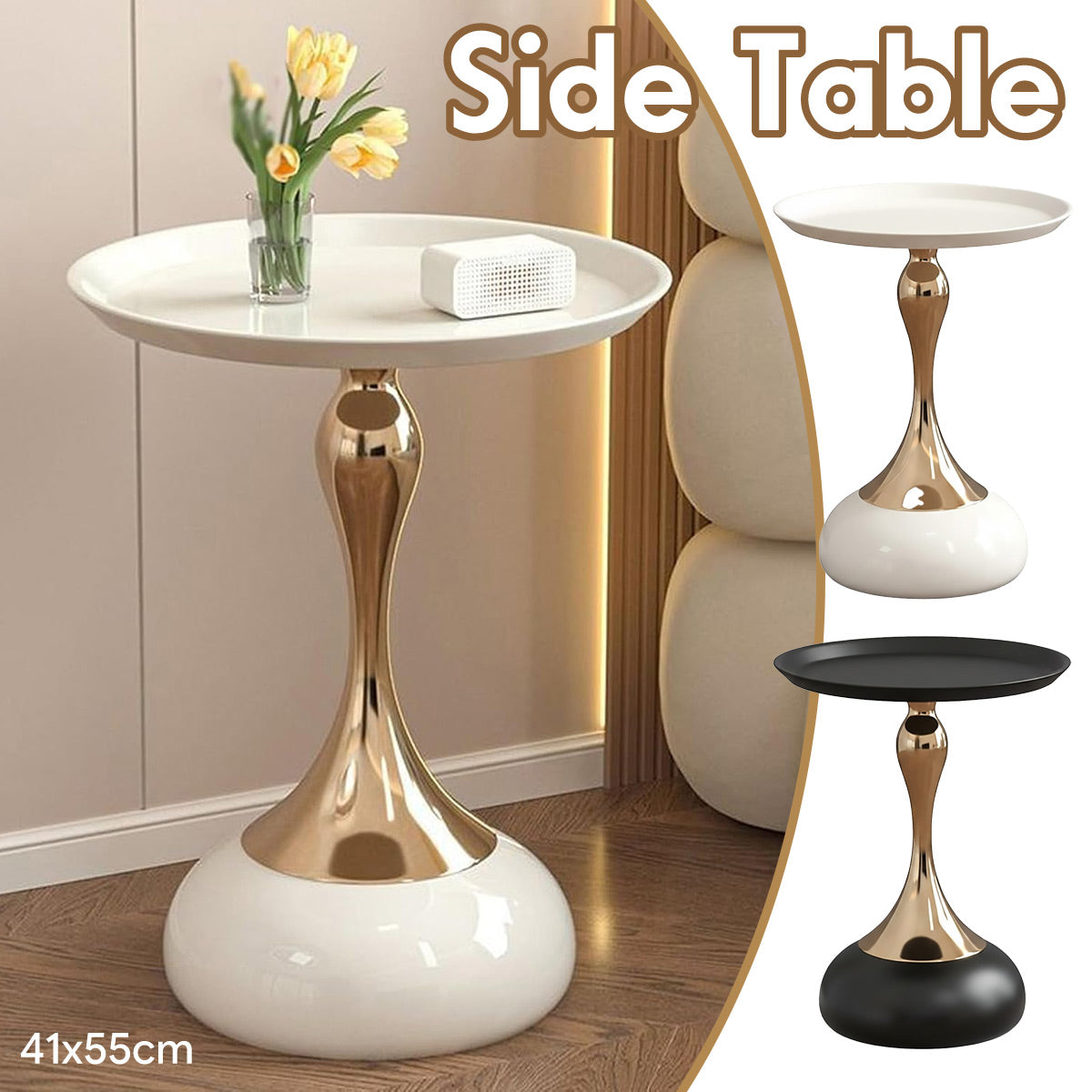 Round Sofa Side Table 41x55 cm with Pedestal
