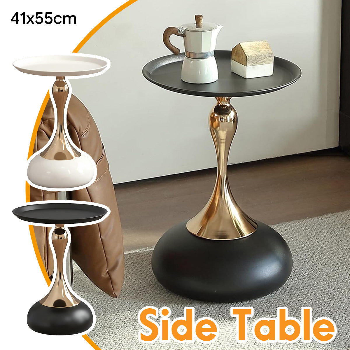 Round Sofa Side Table 41x55 cm with Pedestal