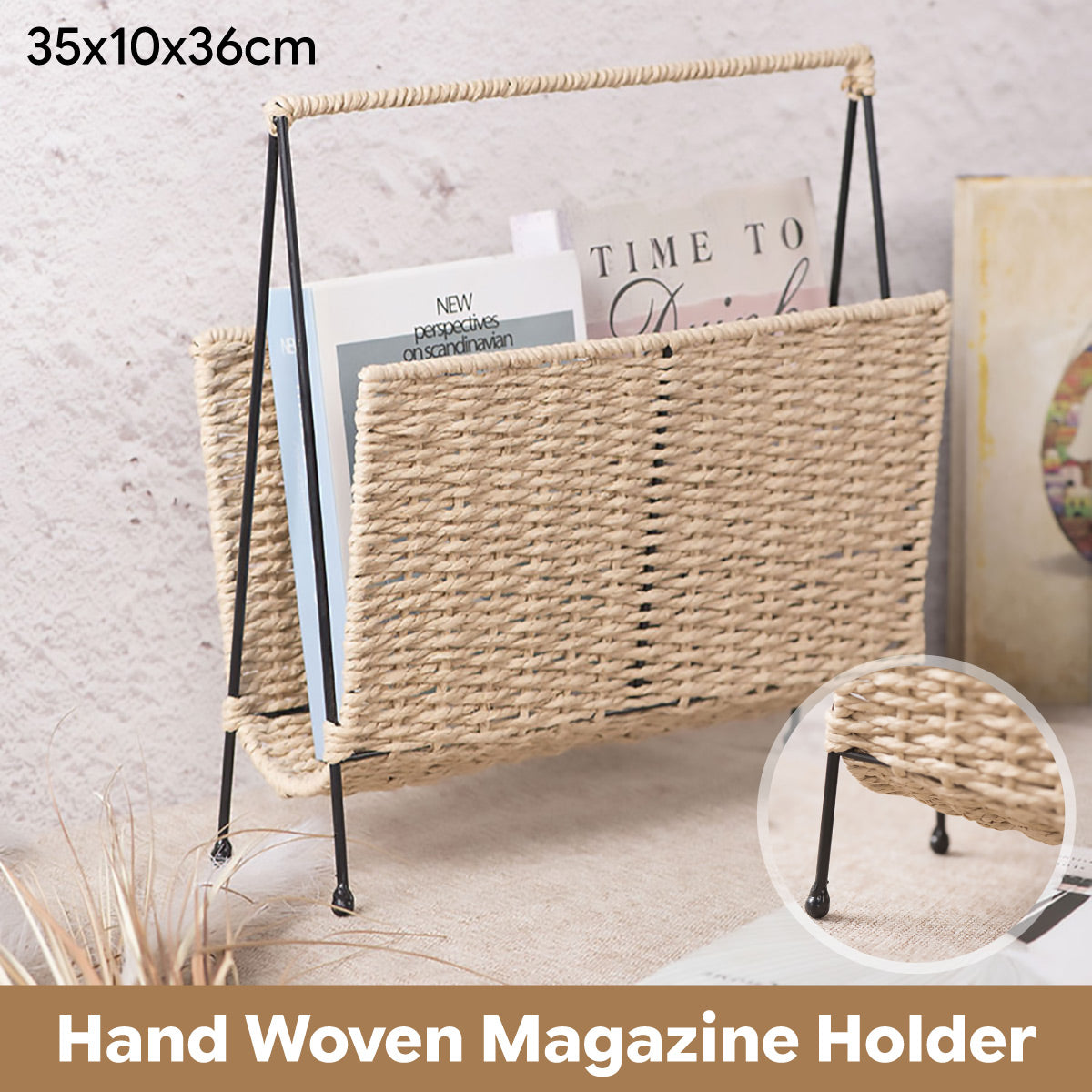 Hand-Woven Paper Rope Magazine Rack