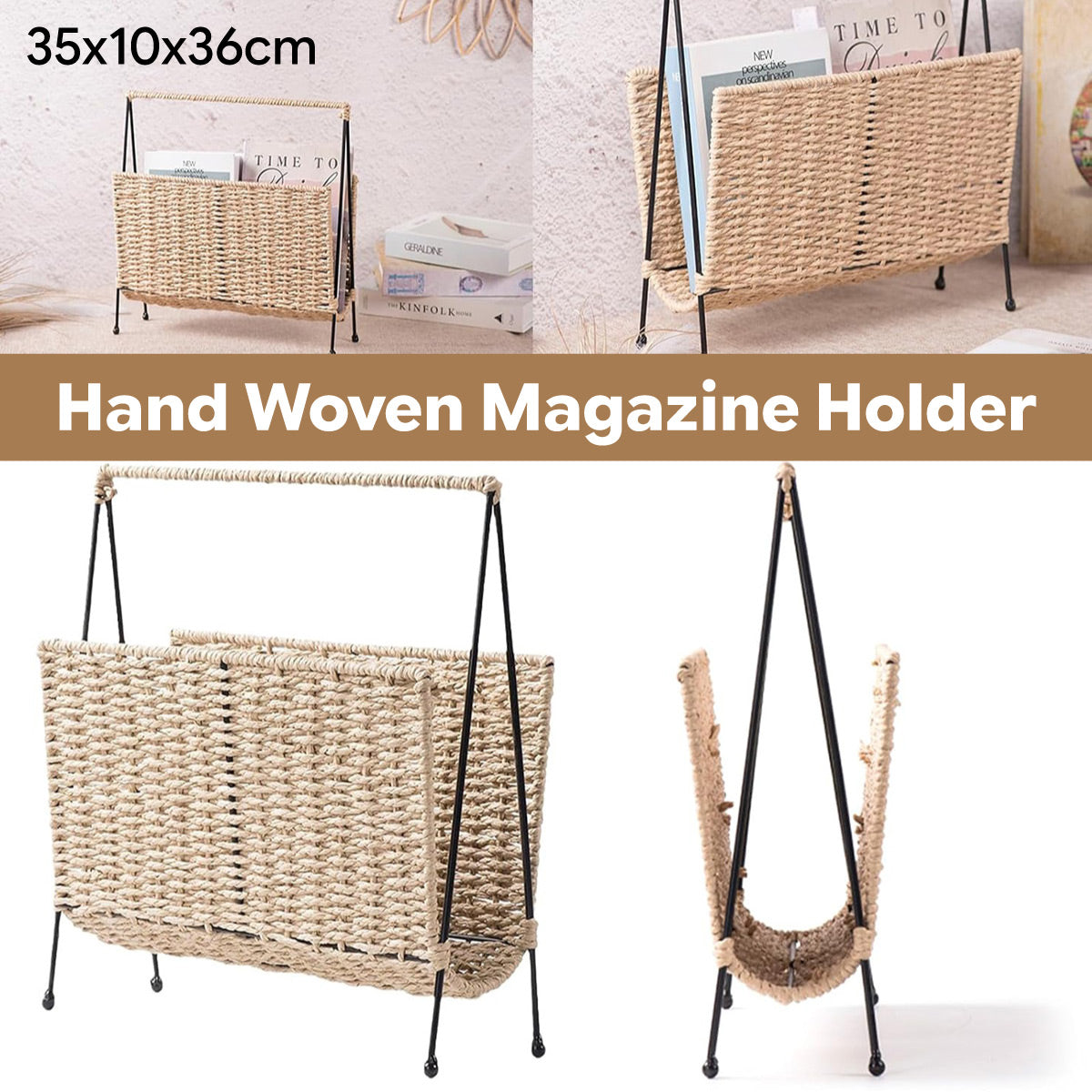 Hand-Woven Paper Rope Magazine Rack