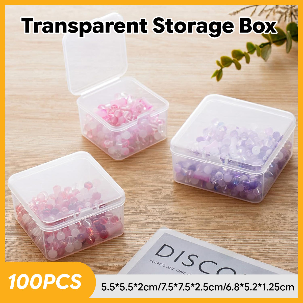 100pcs Clear Plastic Storage Boxes for Parts