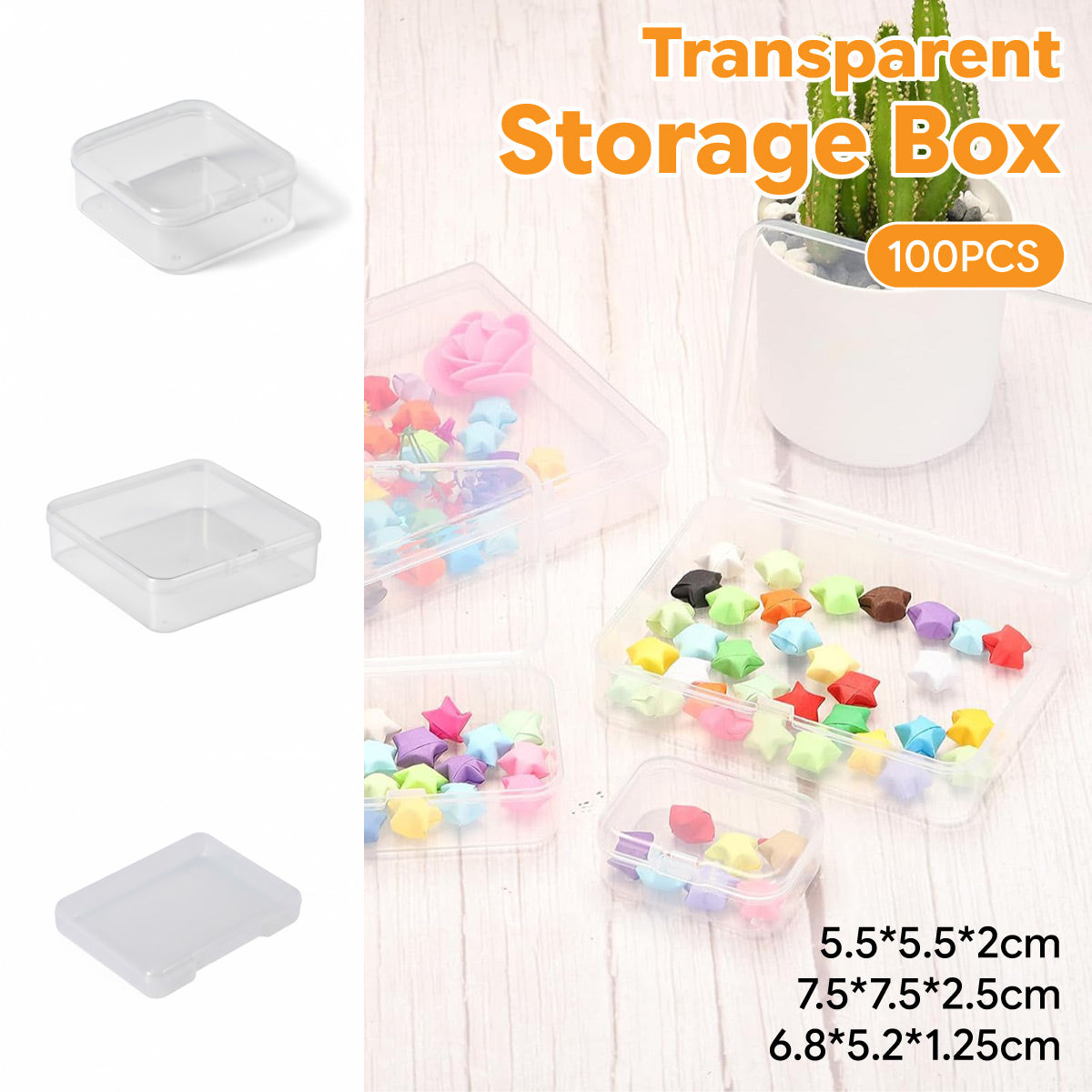 100pcs Clear Plastic Storage Boxes for Parts