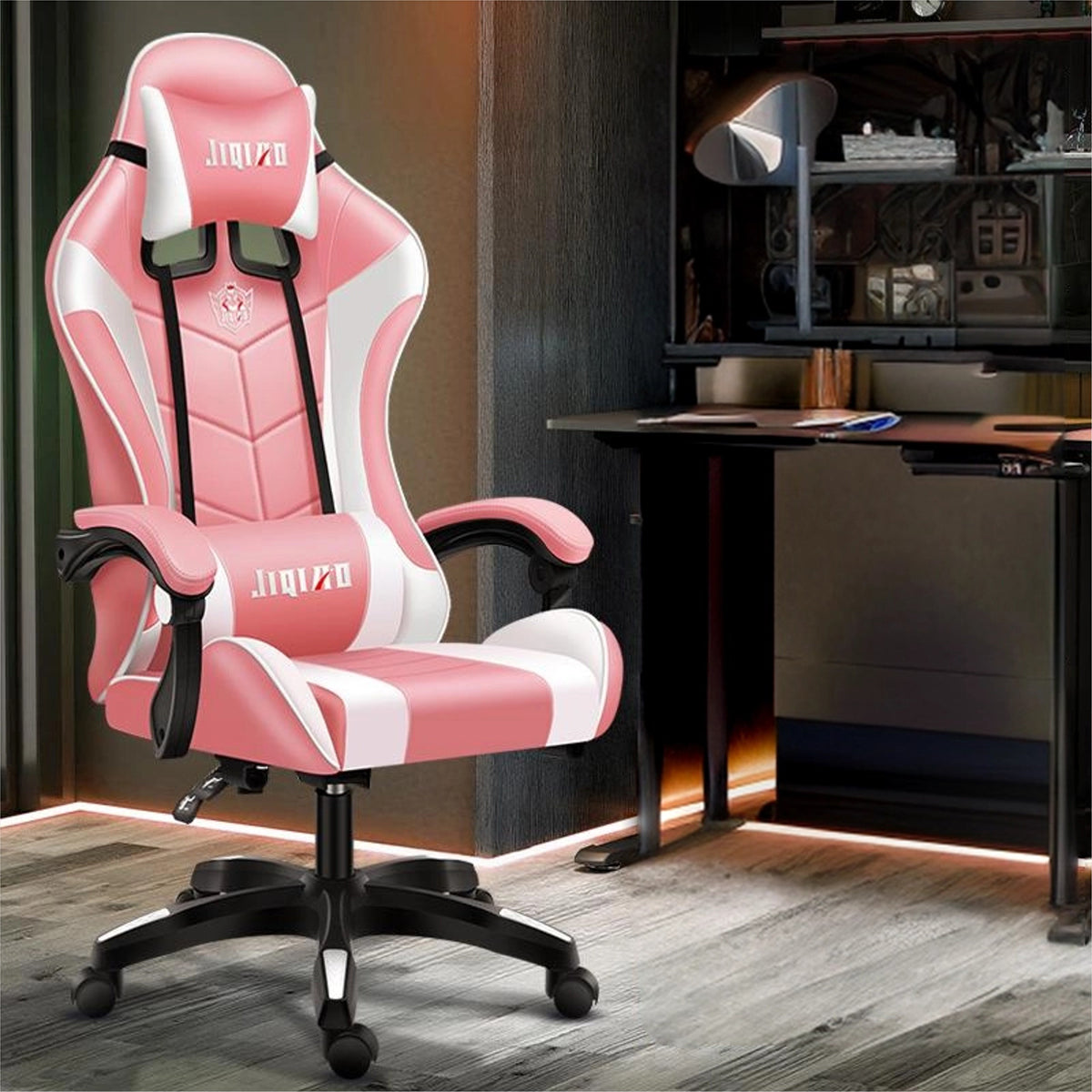 Ergonomic High-Back Gaming Chair Lumbar Headrest