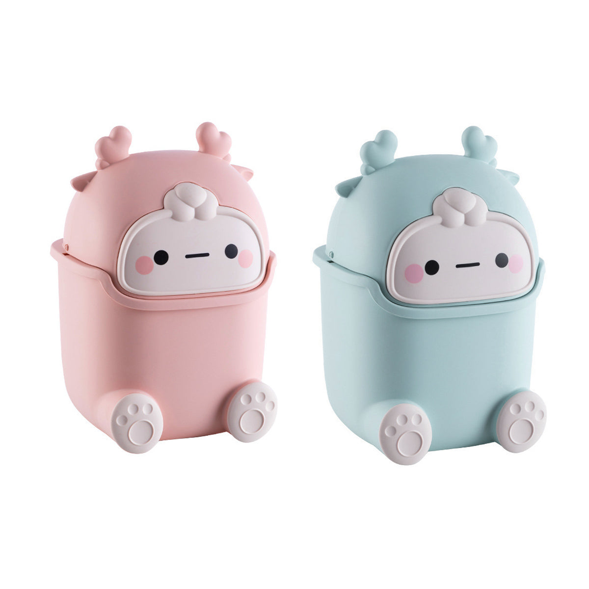 Mini Monster Desktop Trash Can with Flip-Top Lid