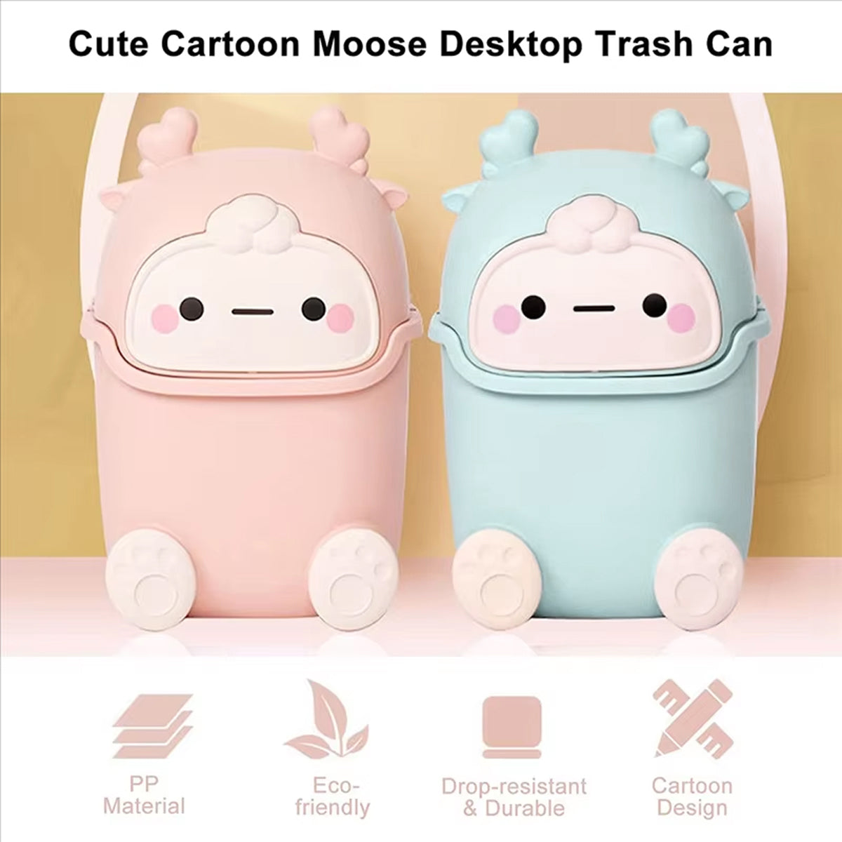 Mini Monster Desktop Trash Can with Flip-Top Lid