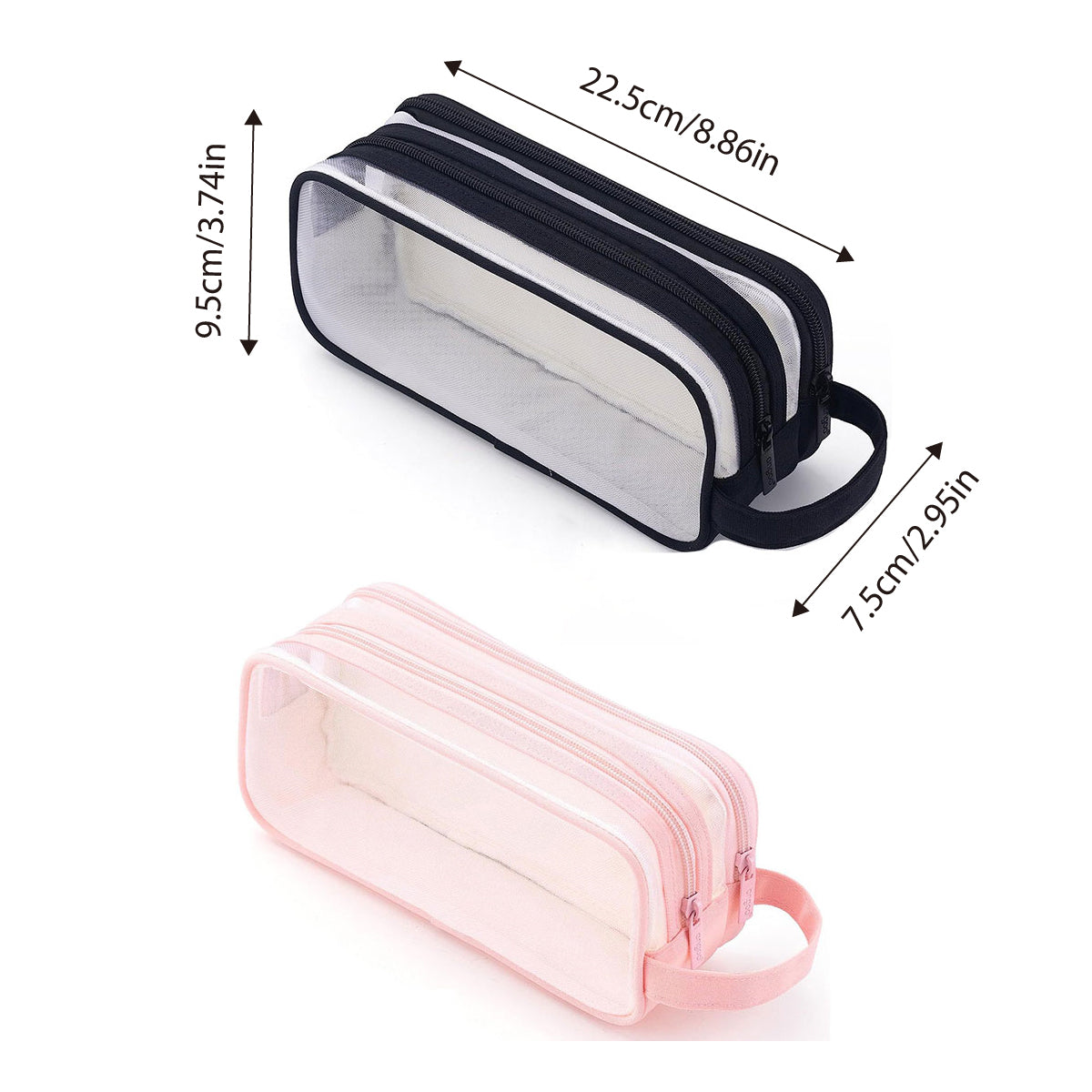 Transparent Mesh Pencil Case Large Capacity Metal Zippers