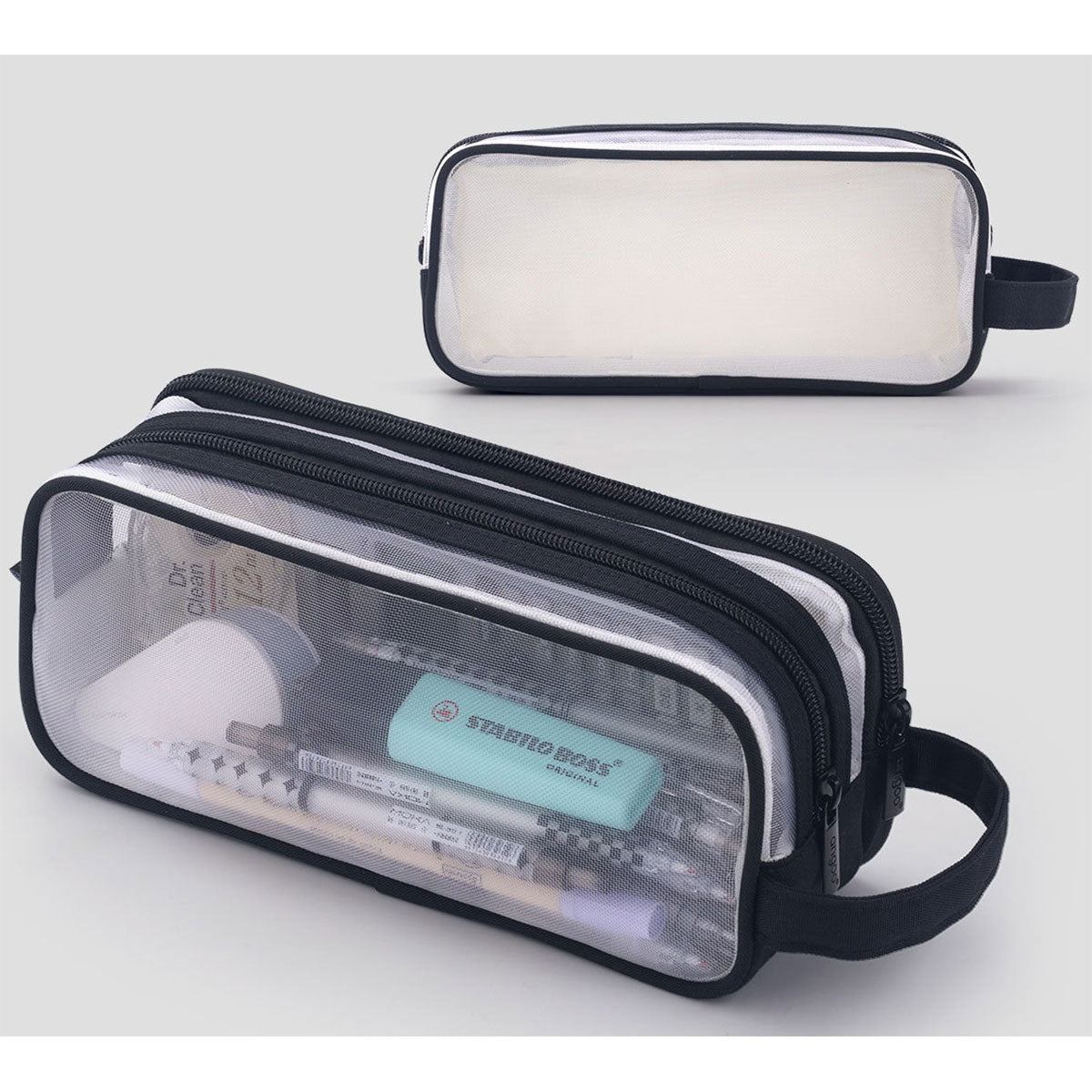 Transparent Mesh Pencil Case Large Capacity Metal Zippers