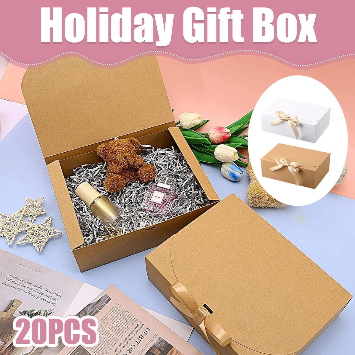 20pcs Holiday Gift Boxes with Fold Flat Design
