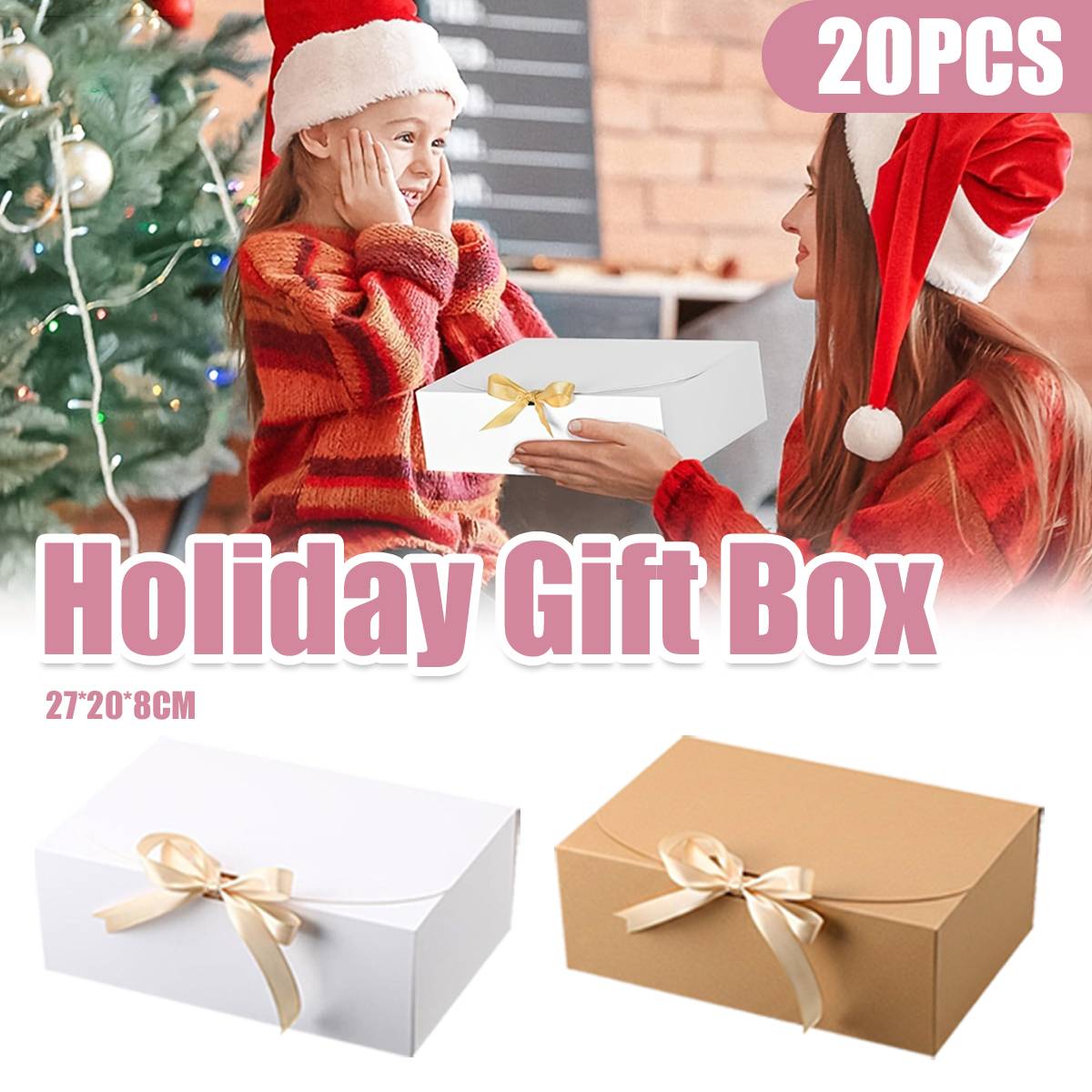 20pcs Holiday Gift Boxes with Fold Flat Design