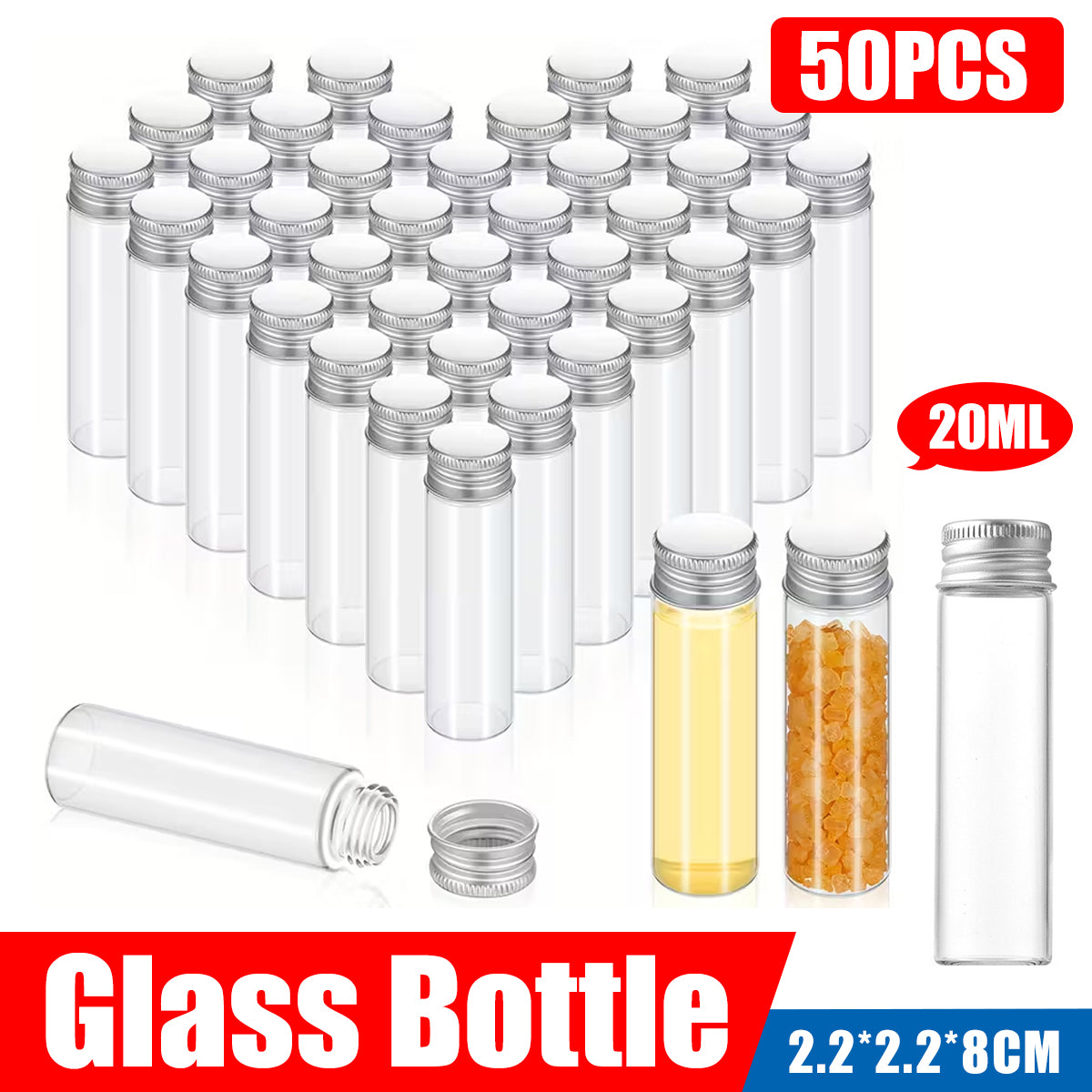 50pcs 20ml Glass Jars with Aluminium Screw Lid