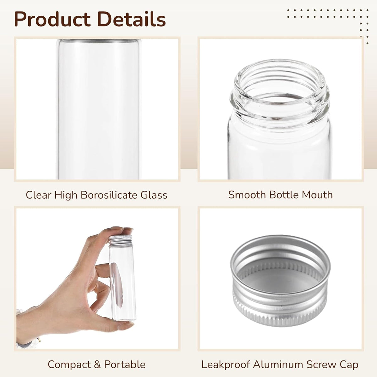 50pcs 20ml Glass Jars with Aluminium Screw Lid