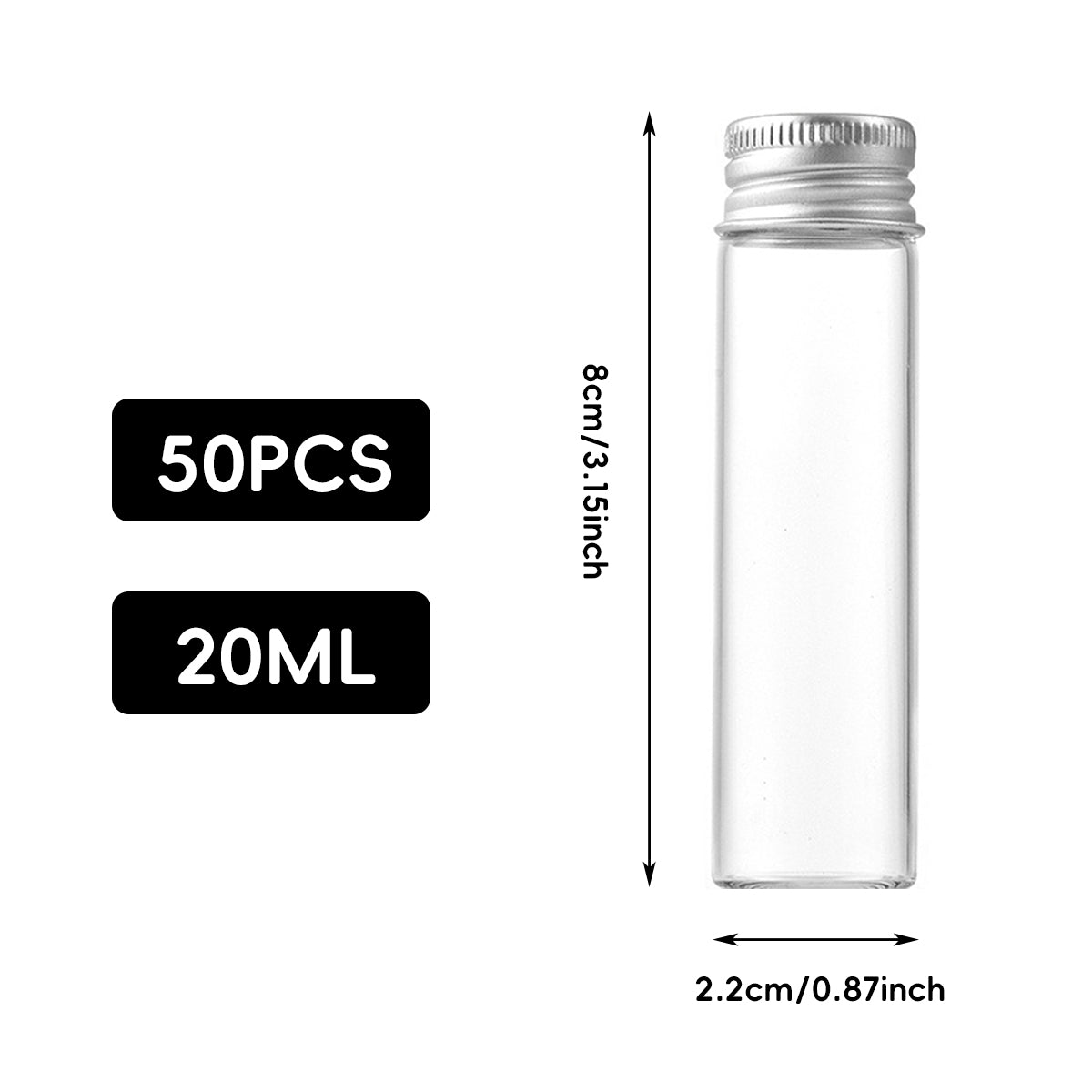50pcs 20ml Glass Jars with Aluminium Screw Lid