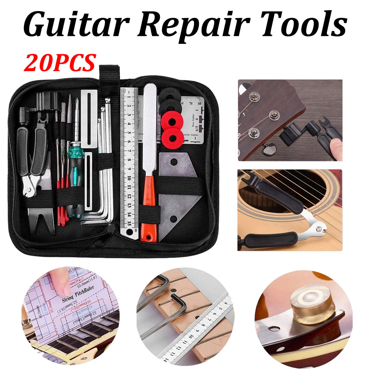 20pcs Guitar Repair Tool Kit with Portable Case