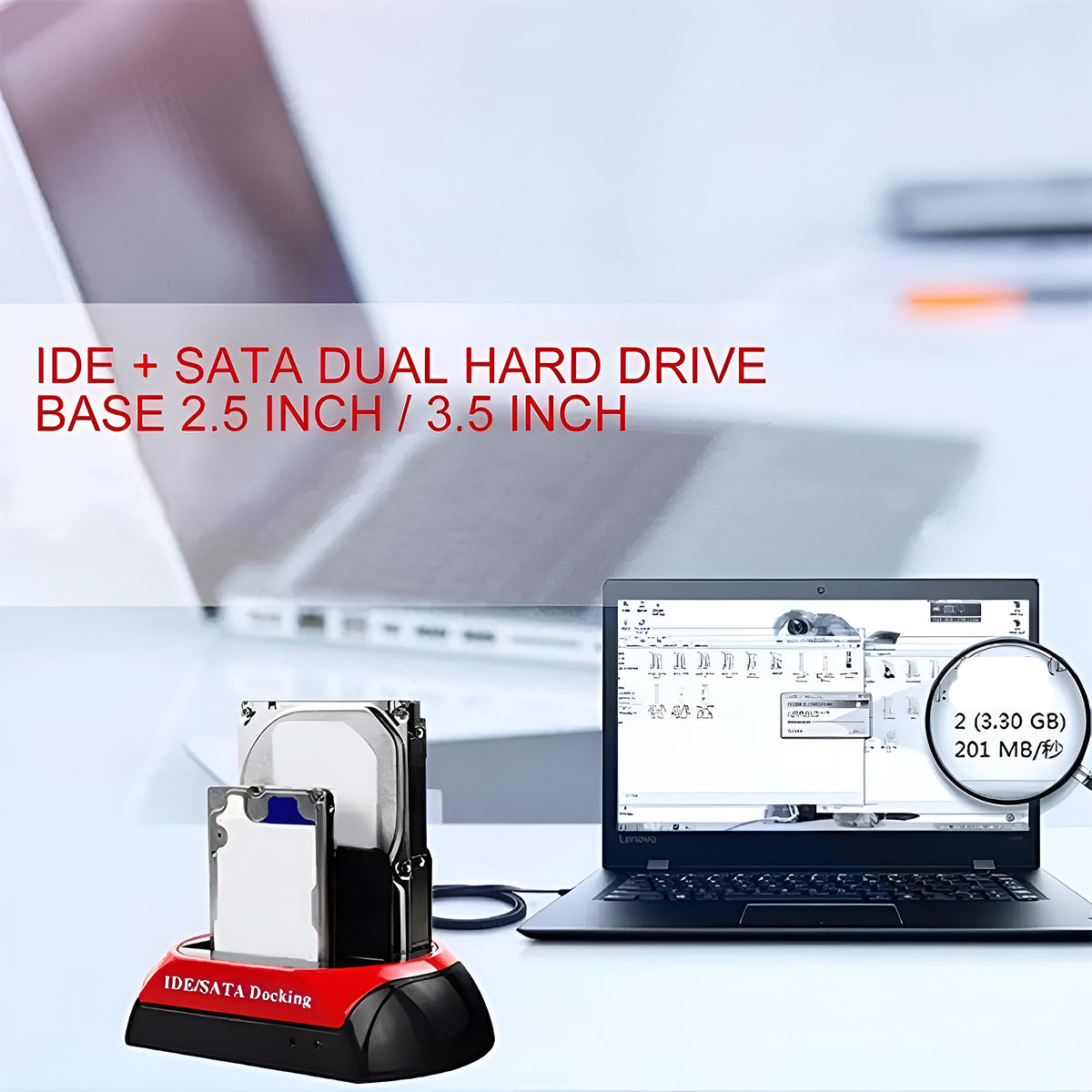 Dual SATA IDE HDD Docking Station 2.5 3.5 Inch