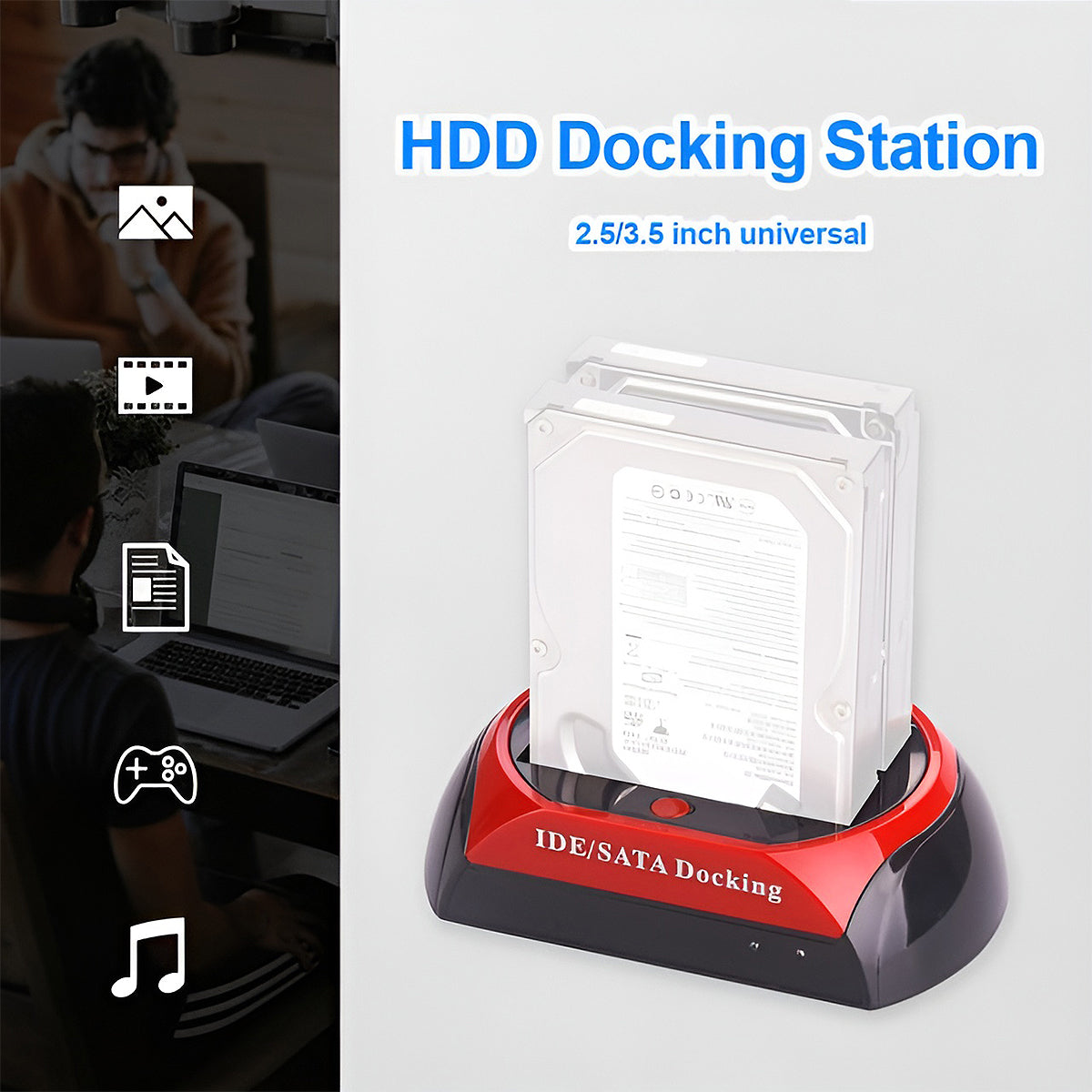 Dual SATA IDE HDD Docking Station 2.5 3.5 Inch