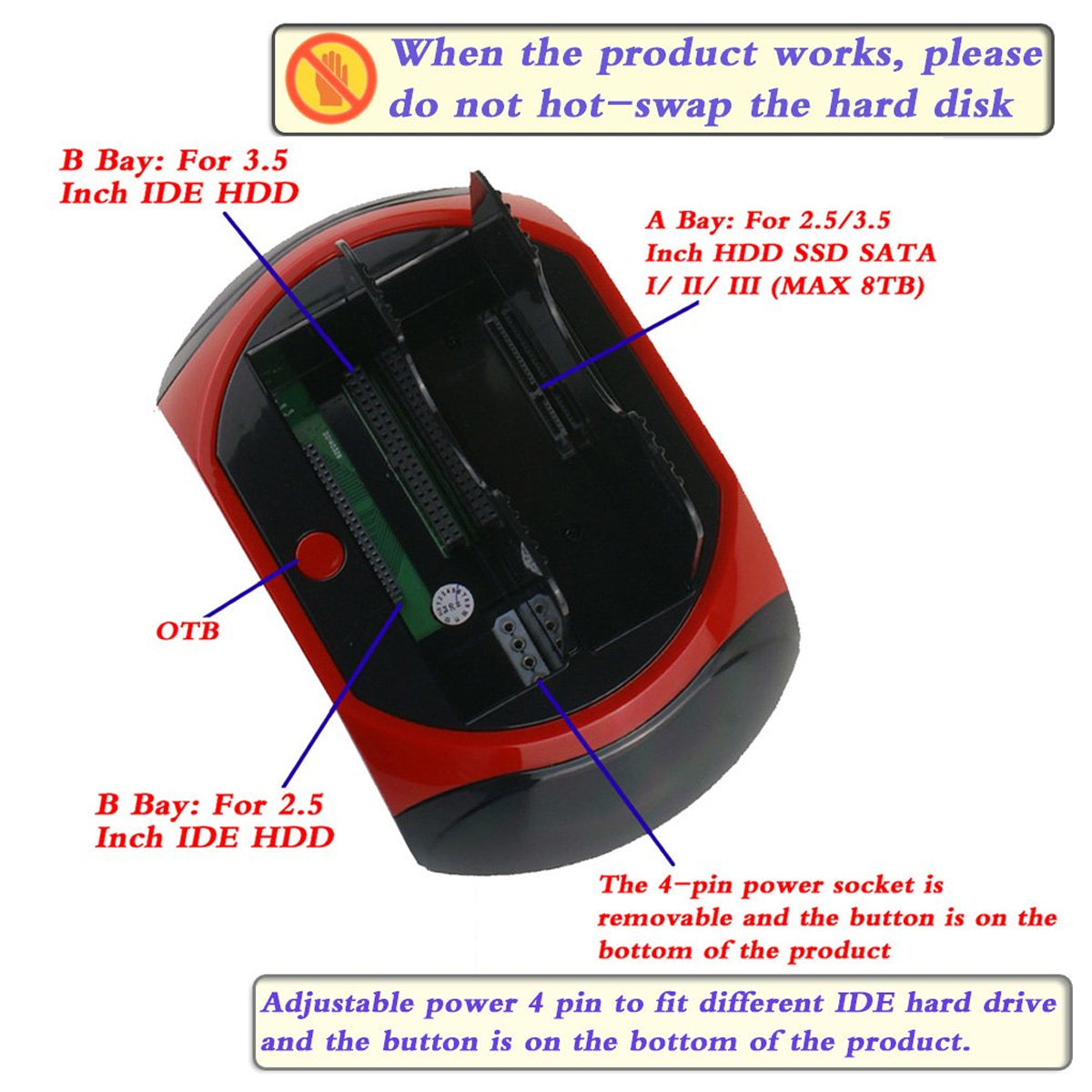 Dual SATA IDE HDD Docking Station 2.5 3.5 Inch