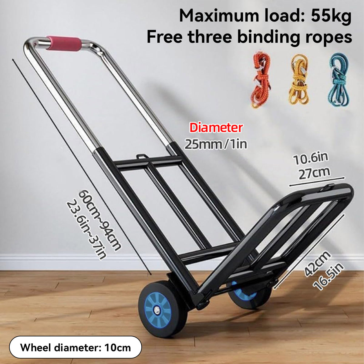Folding Portable Hand Cart for Household Hauling and Shopping