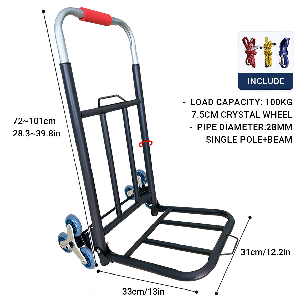 Folding Portable Hand Cart for Household Hauling and Shopping