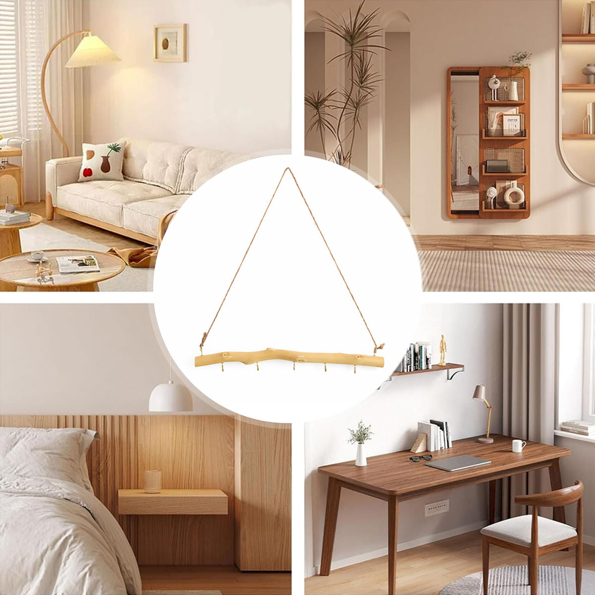 Driftwood Wall Hook Rack with 5 Hooks