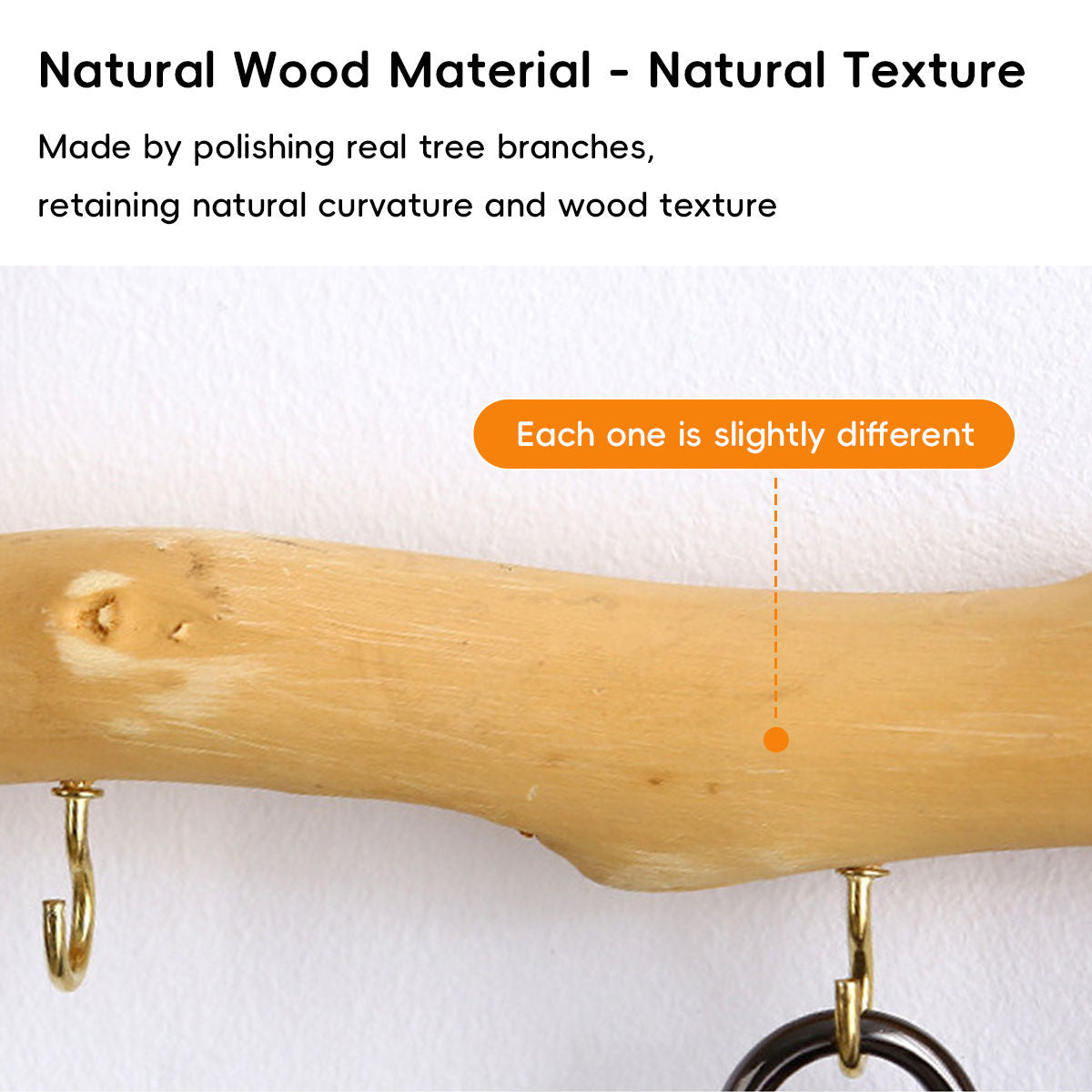 Driftwood Wall Hook Rack with 5 Hooks