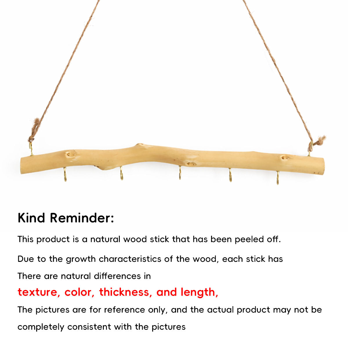 Driftwood Wall Hook Rack with 5 Hooks