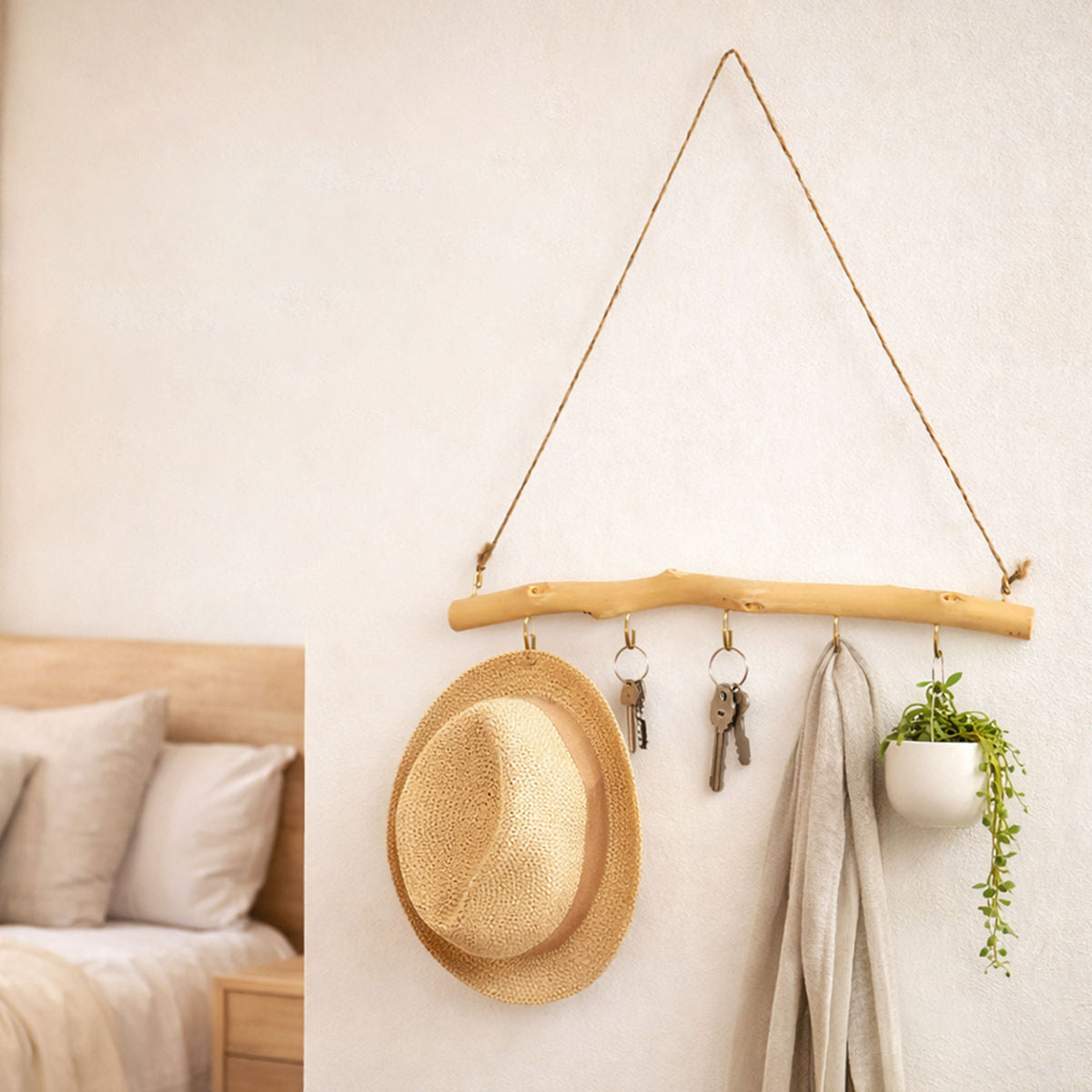 Driftwood Wall Hook Rack with 5 Hooks