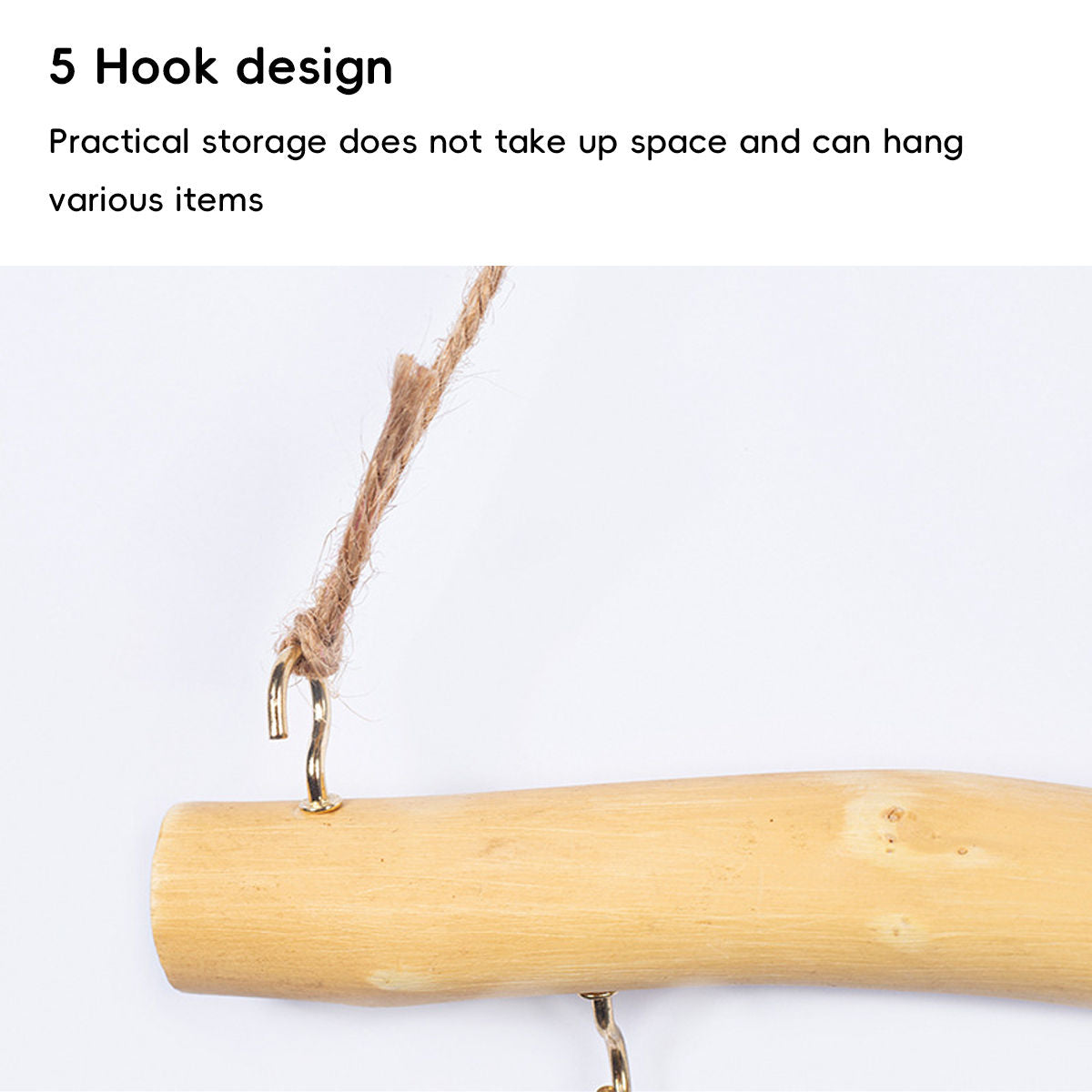 Driftwood Wall Hook Rack with 5 Hooks