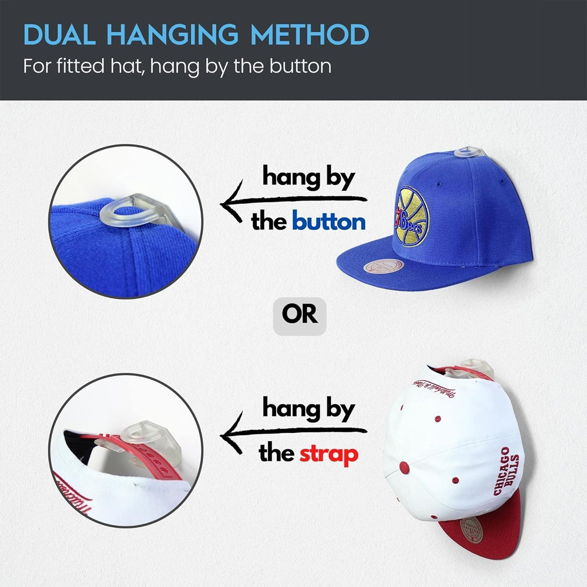 10 Pcs Self-Adhesive Hat Hooks for Wall and Door