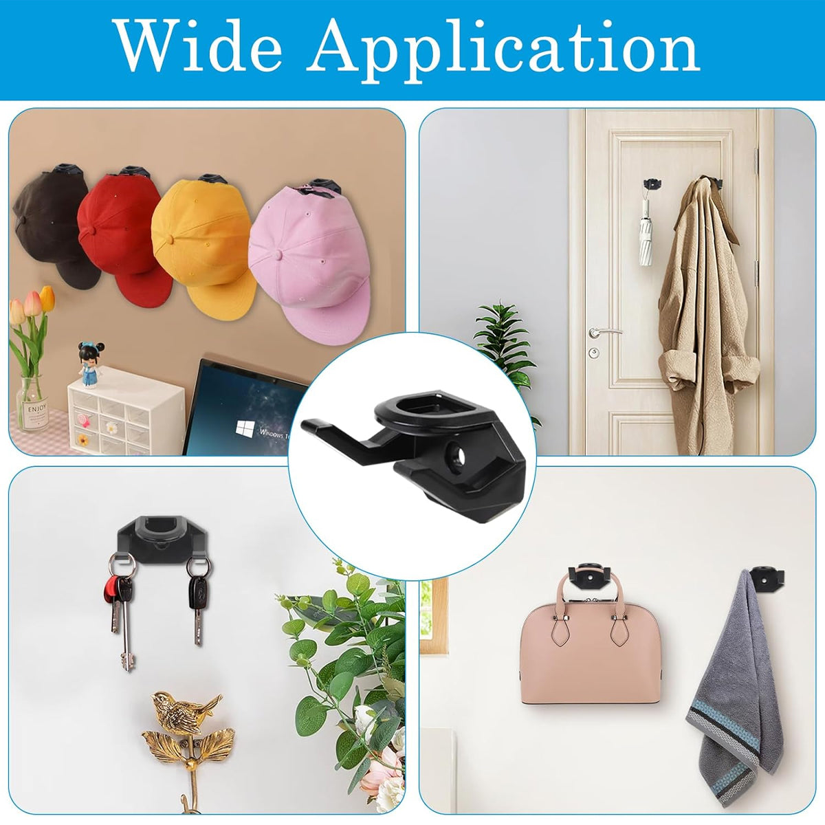10 Pcs Self-Adhesive Hat Hooks for Wall and Door