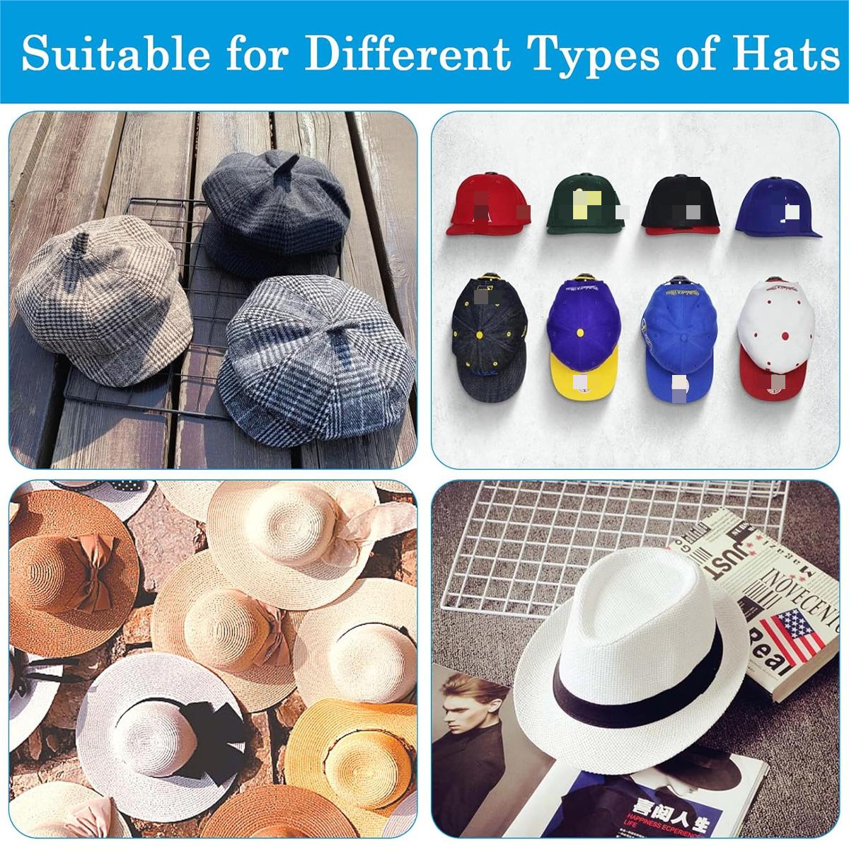 10 Pcs Self-Adhesive Hat Hooks for Wall and Door