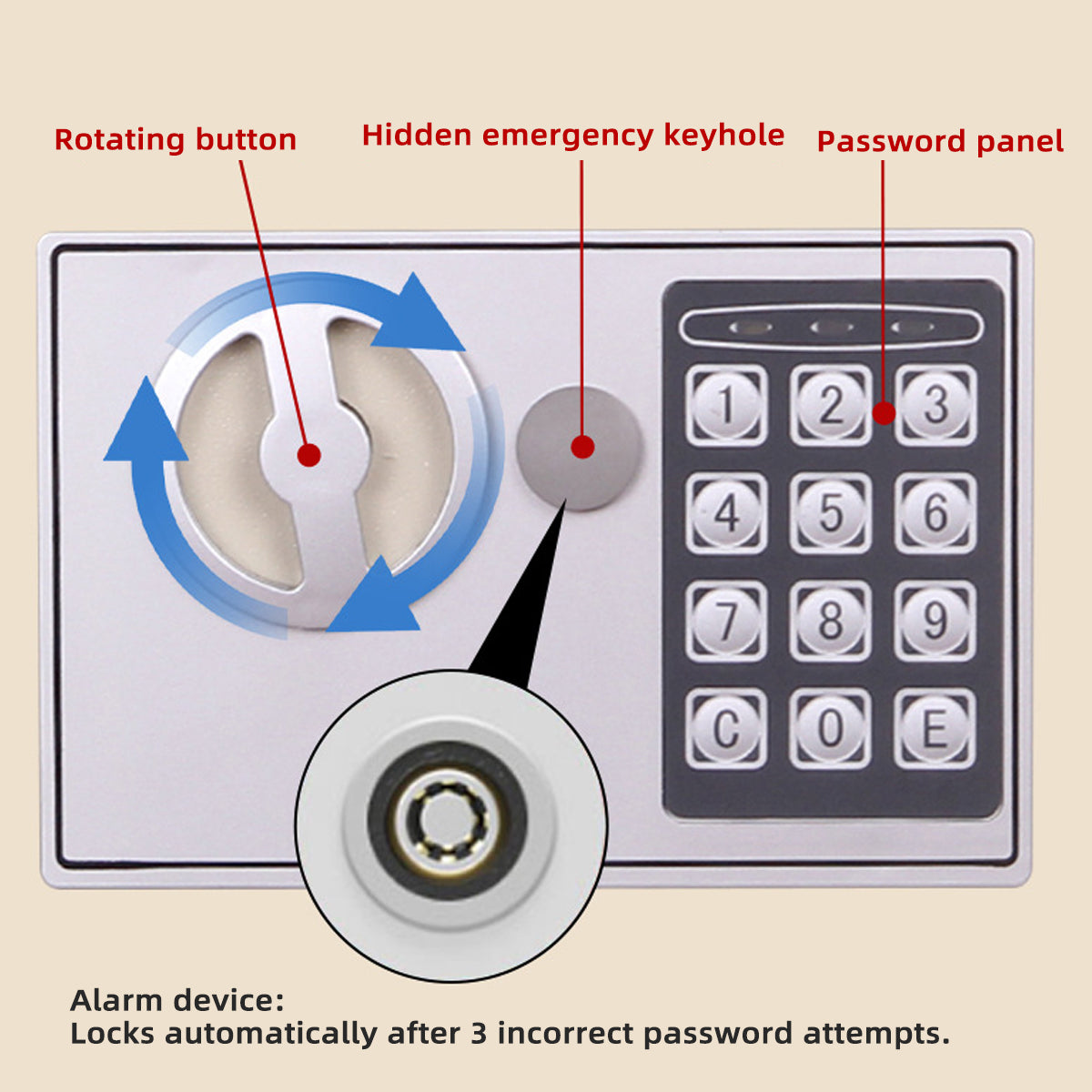 Compact Home Safe with Digital Password Lock