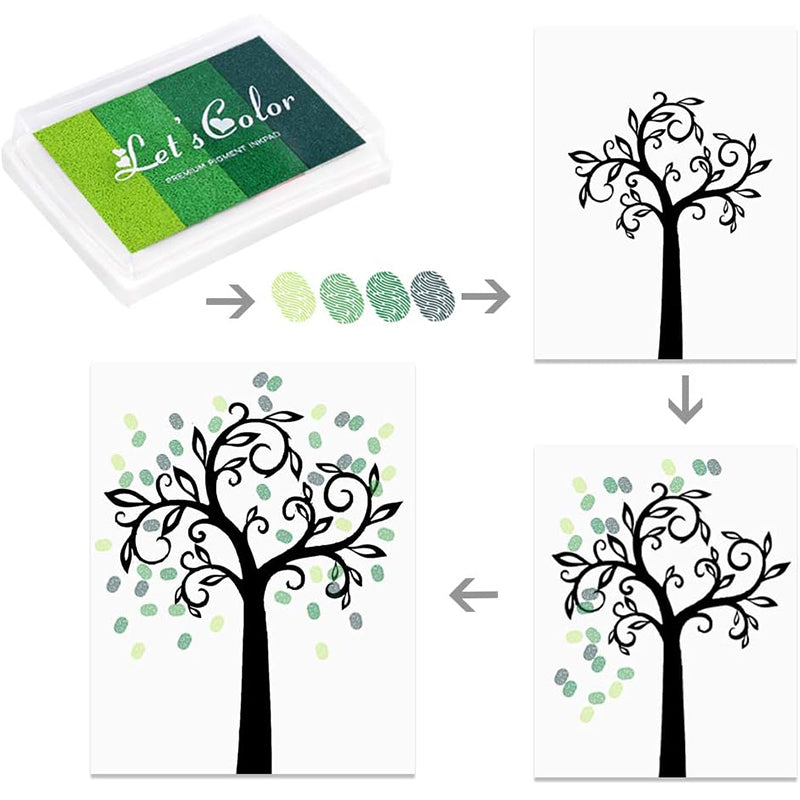 4 Colours DIY Fingerprint Stamp Set with Washable Ink Pad