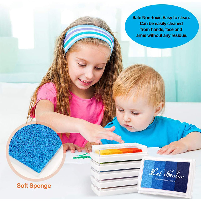 4 Colours DIY Fingerprint Stamp Set with Washable Ink Pad