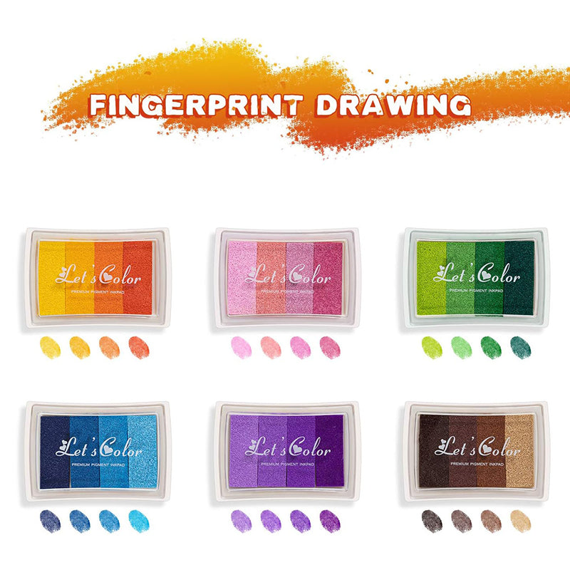 4 Colours DIY Fingerprint Stamp Set with Washable Ink Pad