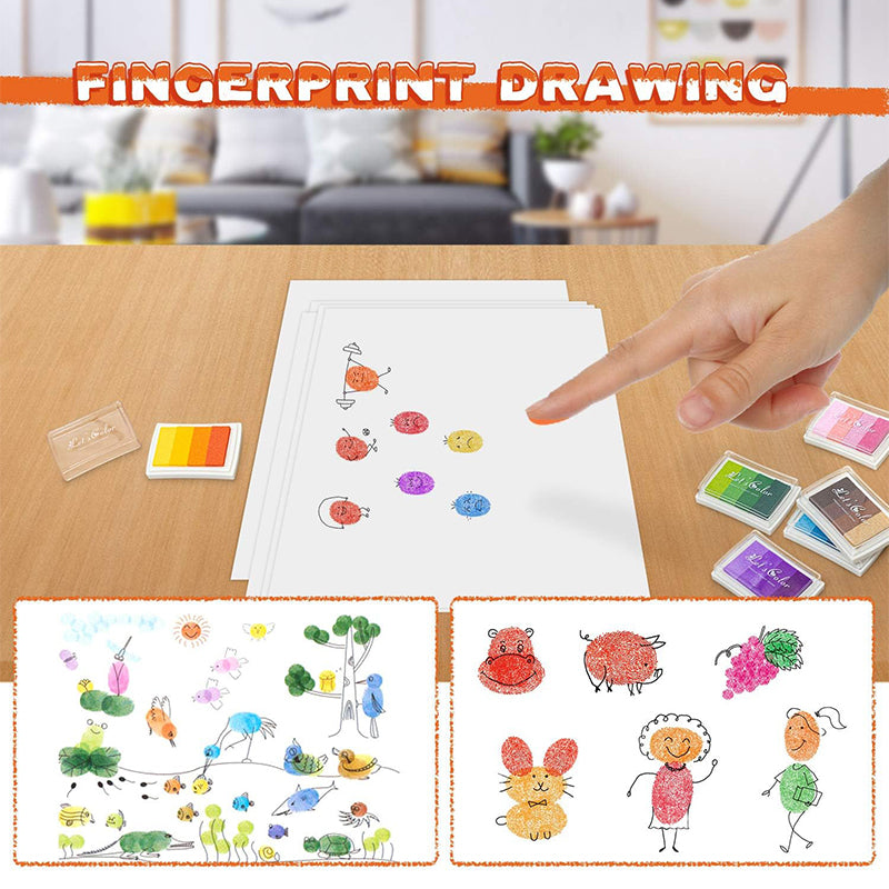 4 Colours DIY Fingerprint Stamp Set with Washable Ink Pad