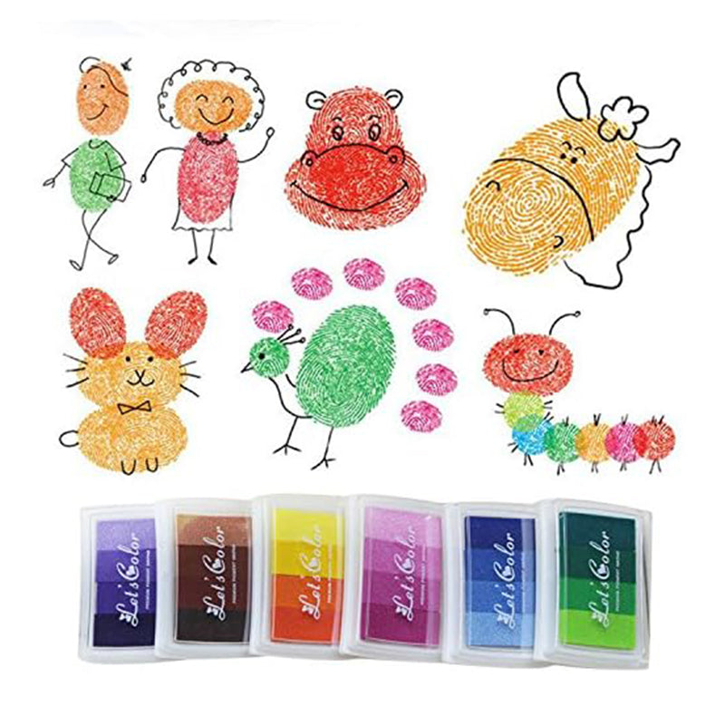 4 Colours DIY Fingerprint Stamp Set with Washable Ink Pad