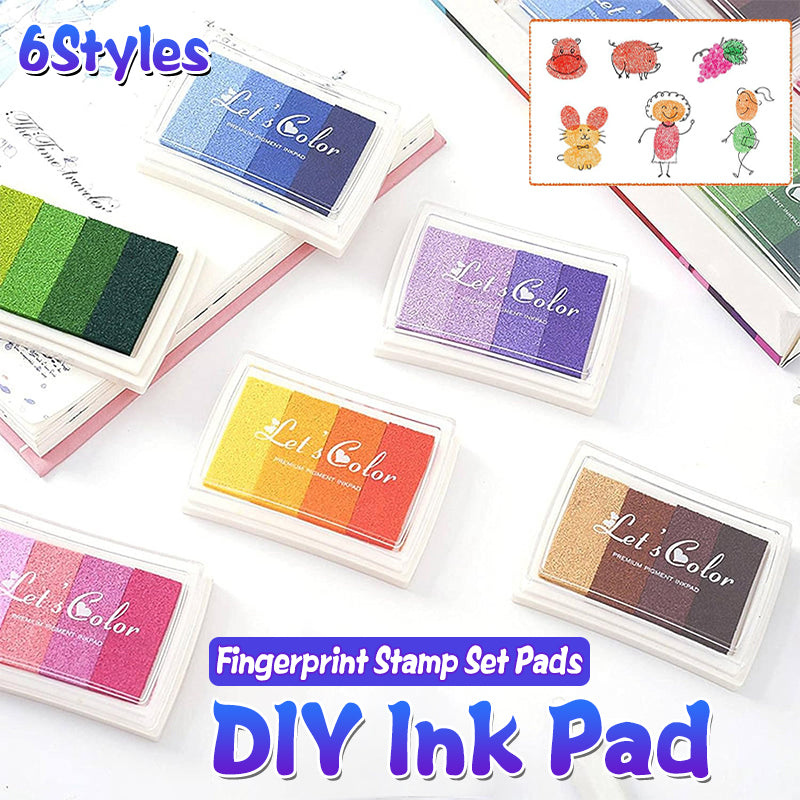 4 Colours DIY Fingerprint Stamp Set with Washable Ink Pad