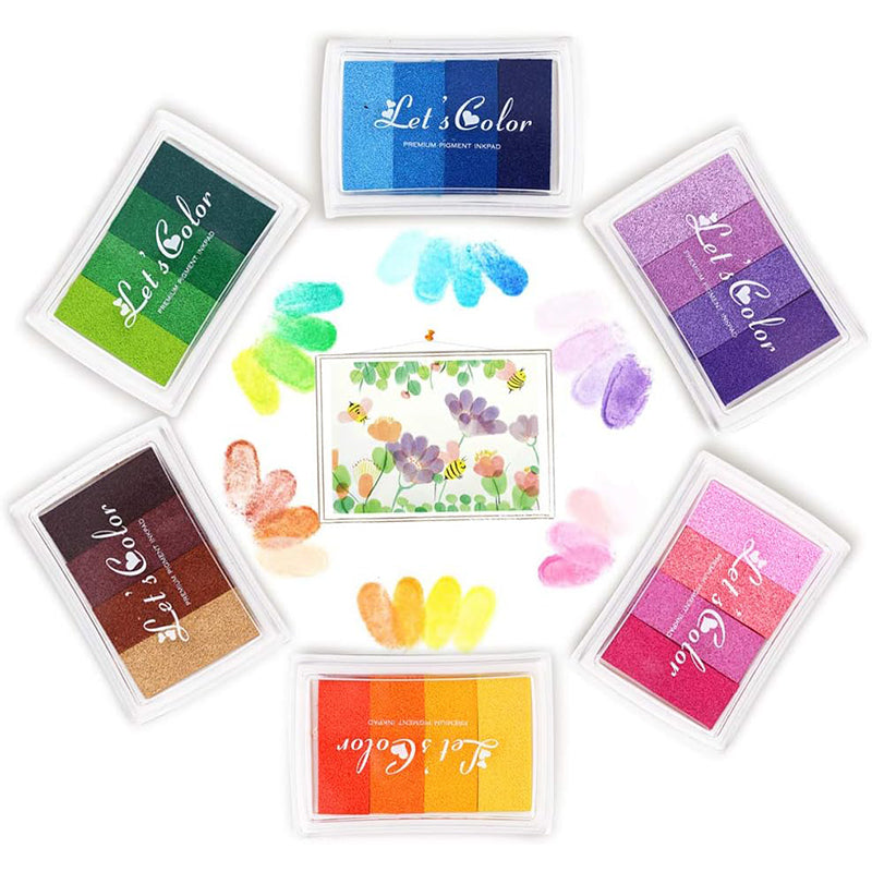 4 Colours DIY Fingerprint Stamp Set with Washable Ink Pad