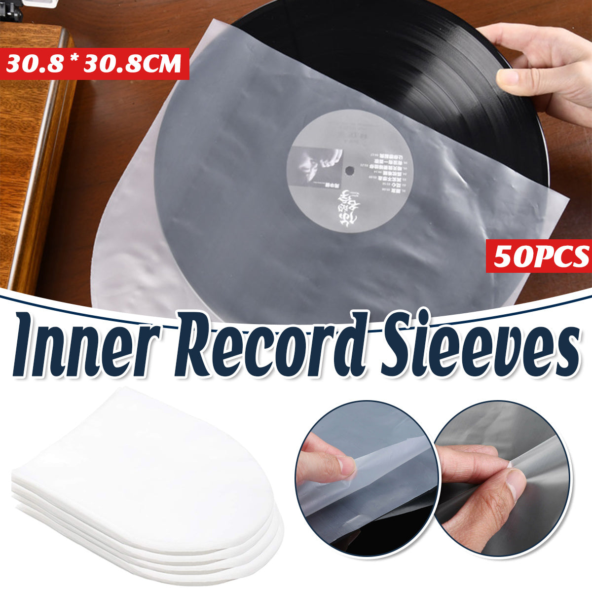 50 Pcs Vinyl Record Inner Sleeves Protective Dustproof