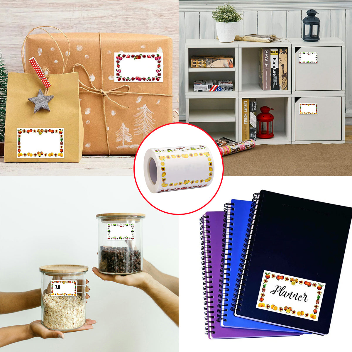 500 Sheets Decorative Self Adhesive Labels for Jars Notebooks Storage