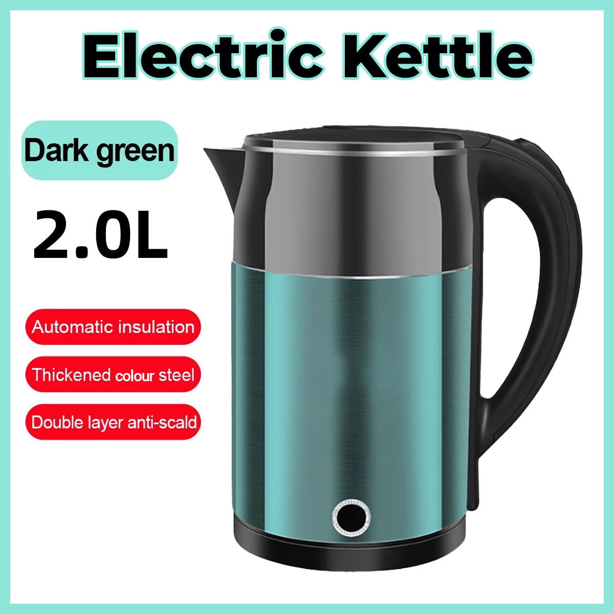 2L Steel Electric Kettle Anti-Scald Double Layer