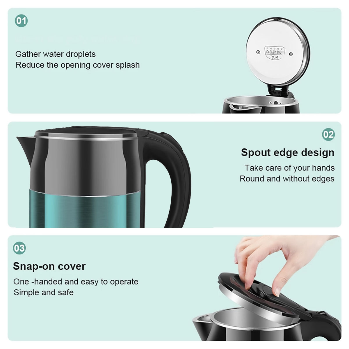 2L Steel Electric Kettle Anti-Scald Double Layer
