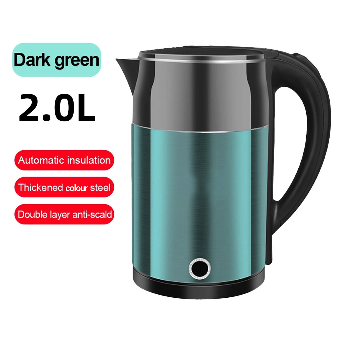 2L Steel Electric Kettle Anti-Scald Double Layer