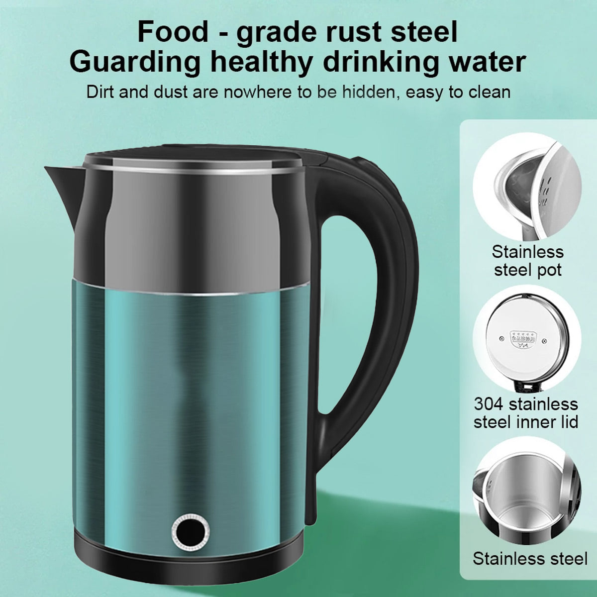 2L Steel Electric Kettle Anti-Scald Double Layer
